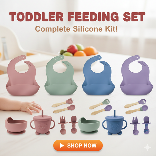 Silicone Dinner Set with Children’s Eating Bib | 8pcs Set