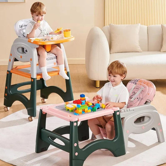 IVOLIA 6-in-1 Multi-Function Baby Feeding Chair & Convertible Study Table